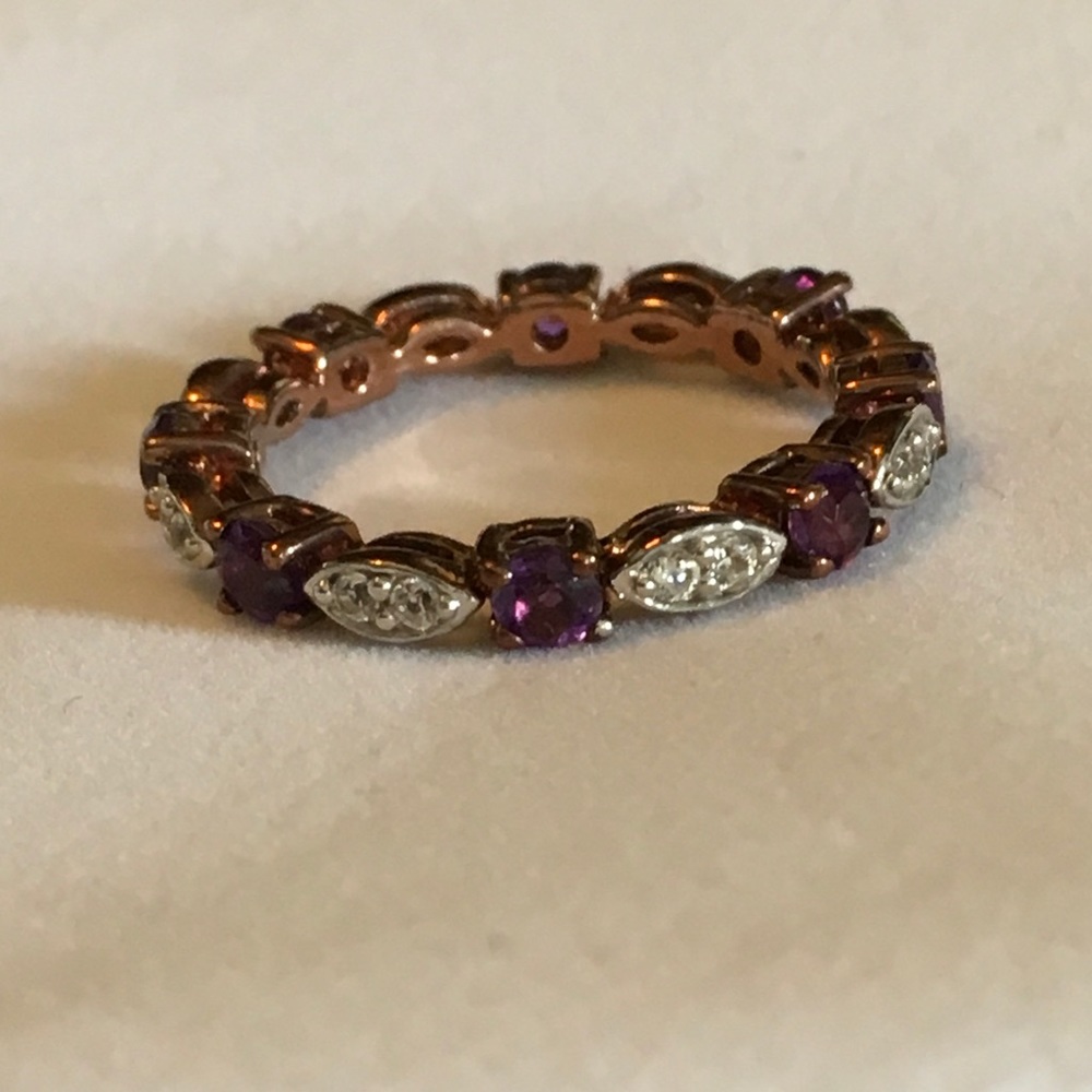 TGGC Rose Gold Over Sterling Amethyst Zircon Ring